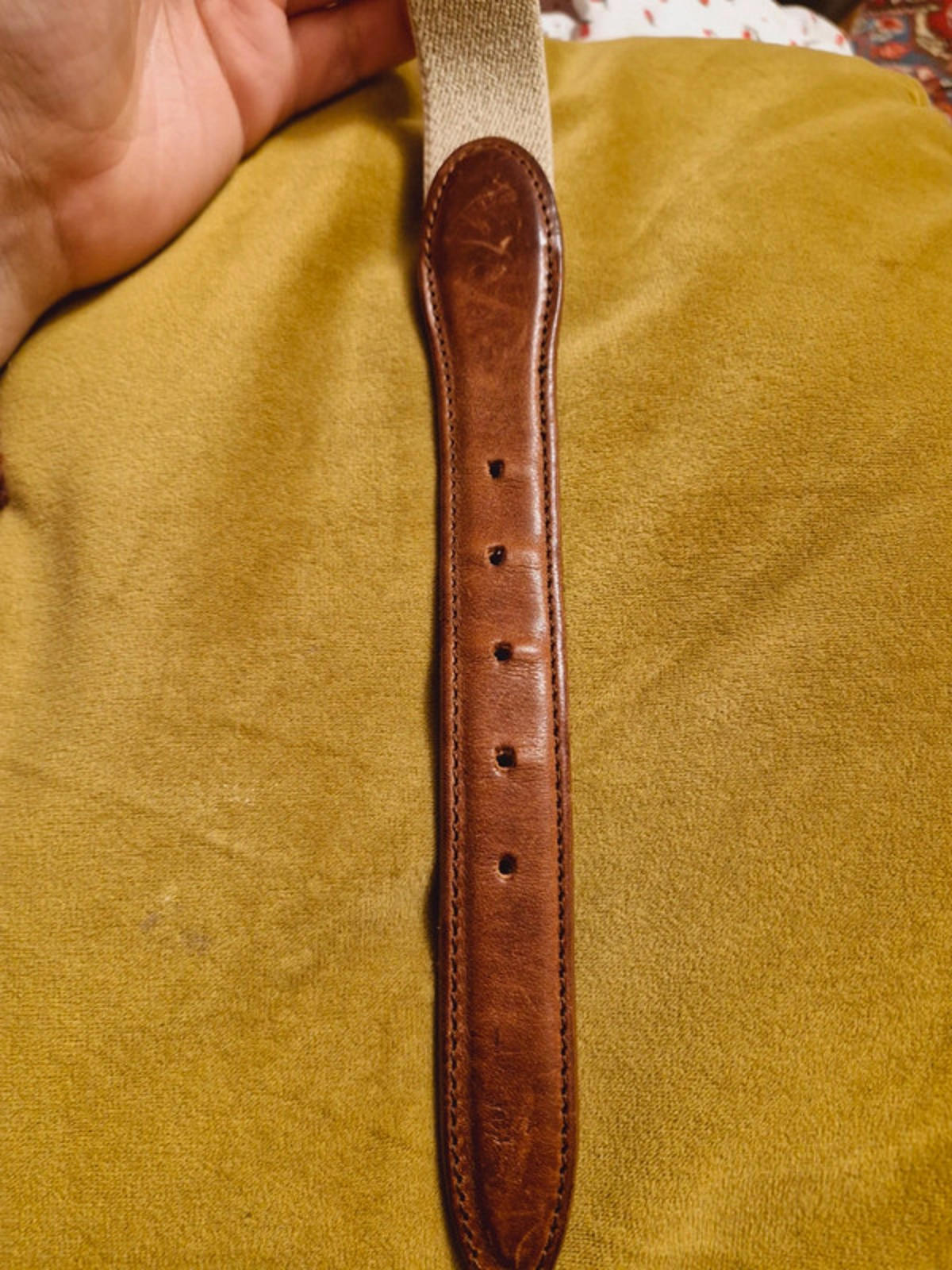 Womens Vintage Leather Tan Beige Gold Buckle Western Belt
