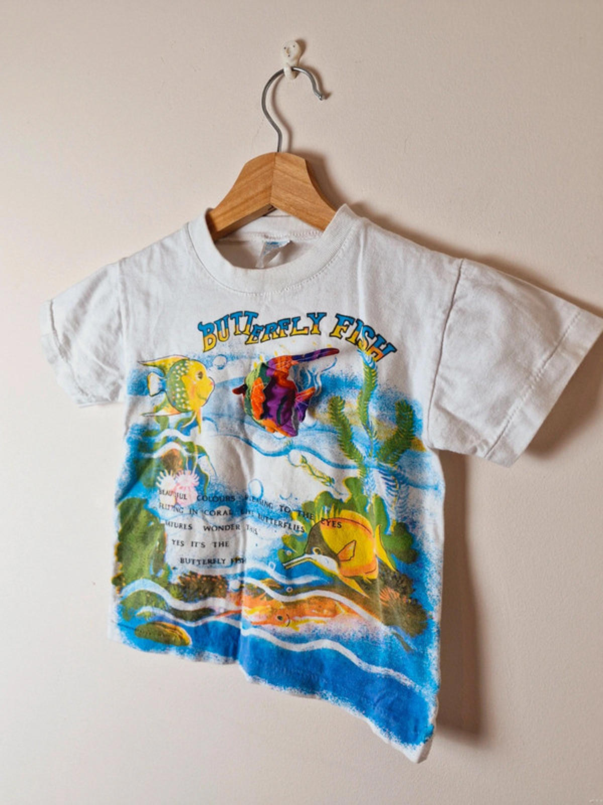 Kids Girls Vintage 90s Cotton Fish Tshirt Top Age 3 Years