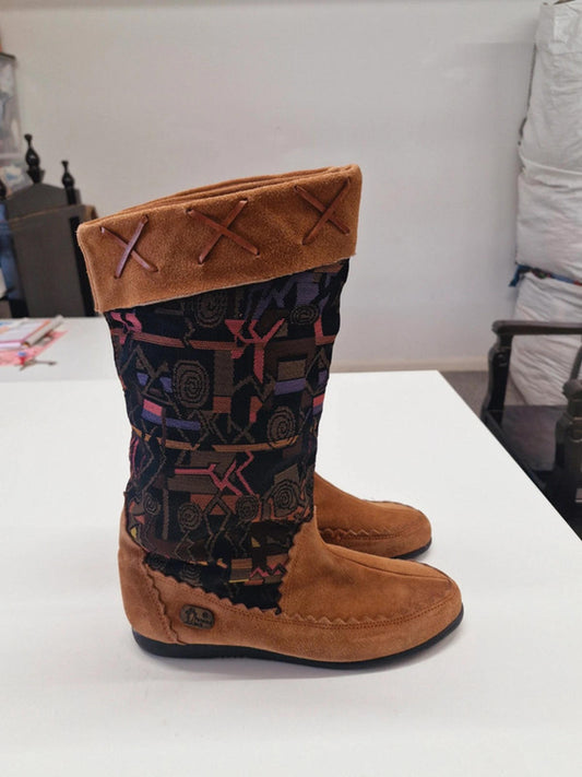 Womens Vintage Boho Western Panama Jack Suede Funky Boots Shoes UK5