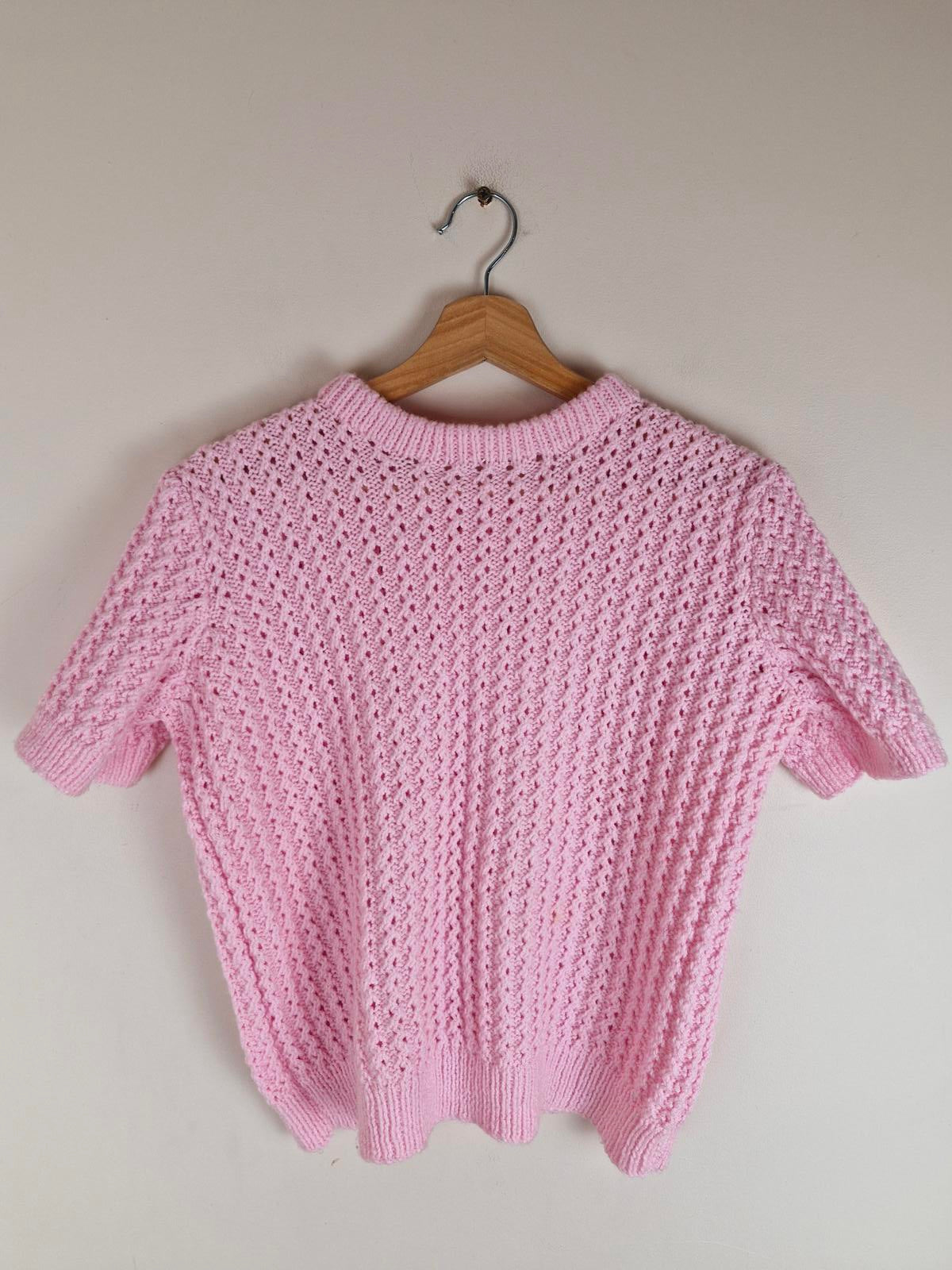 Handknitted Pink Jumper M L