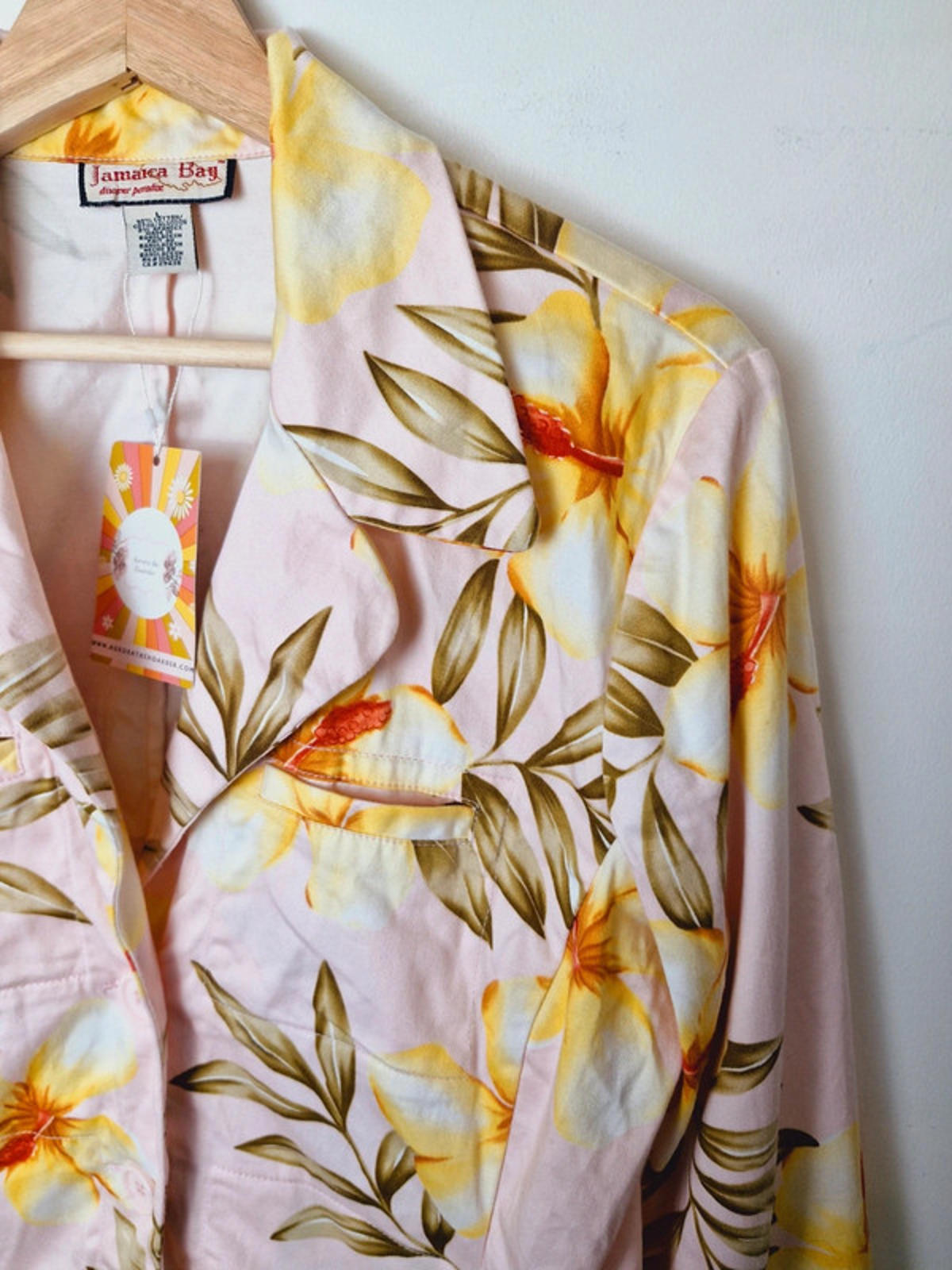 Womens Vintage Cotton Hawaiian Jacket Blazer Funky Pink L