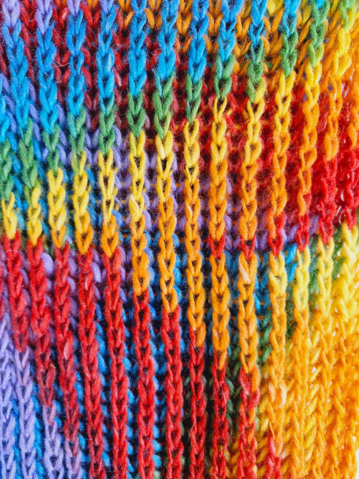 Handknitted Rainbow Scarf