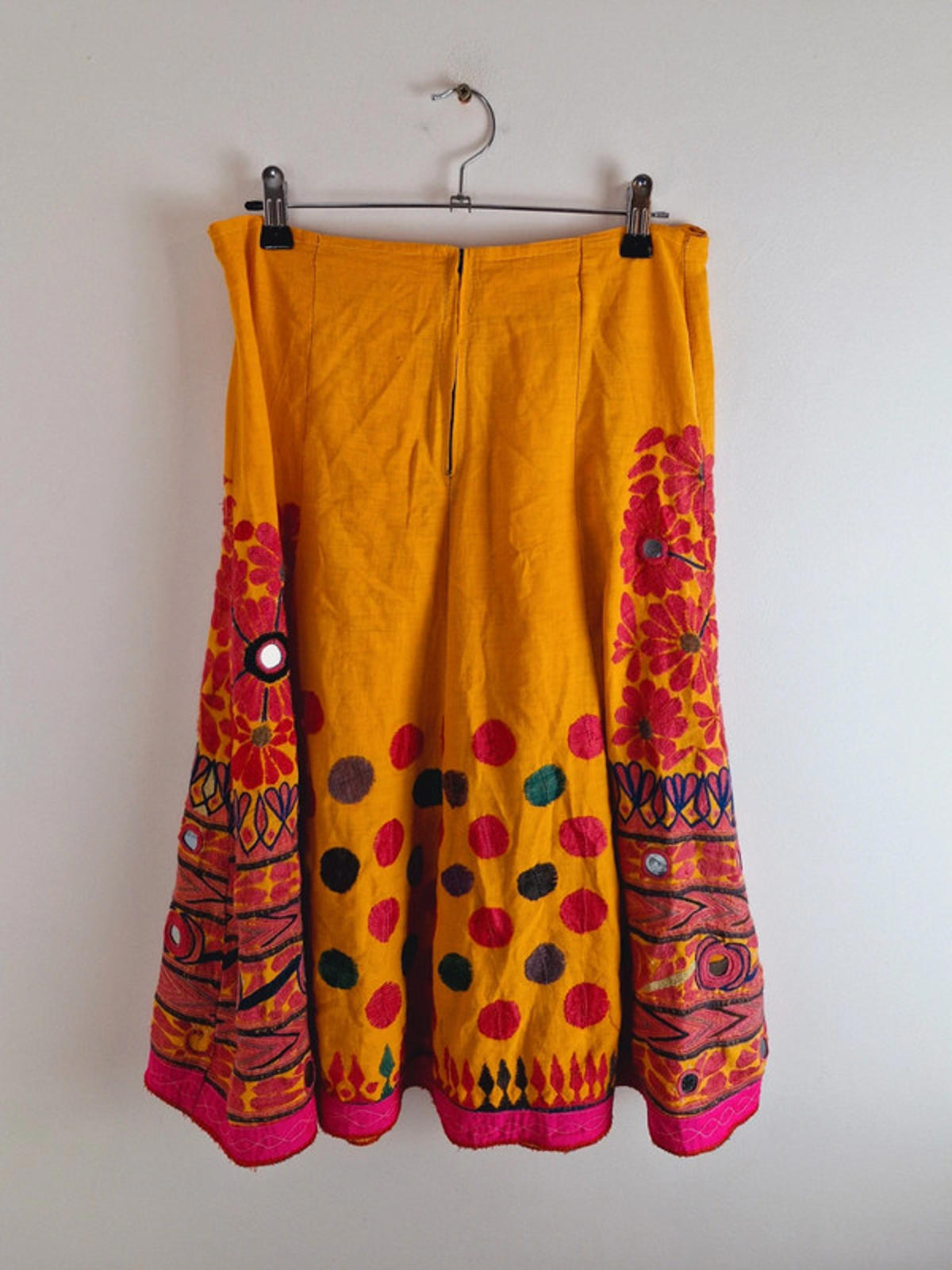 Boho Cotton Aline Midi Skirt M
