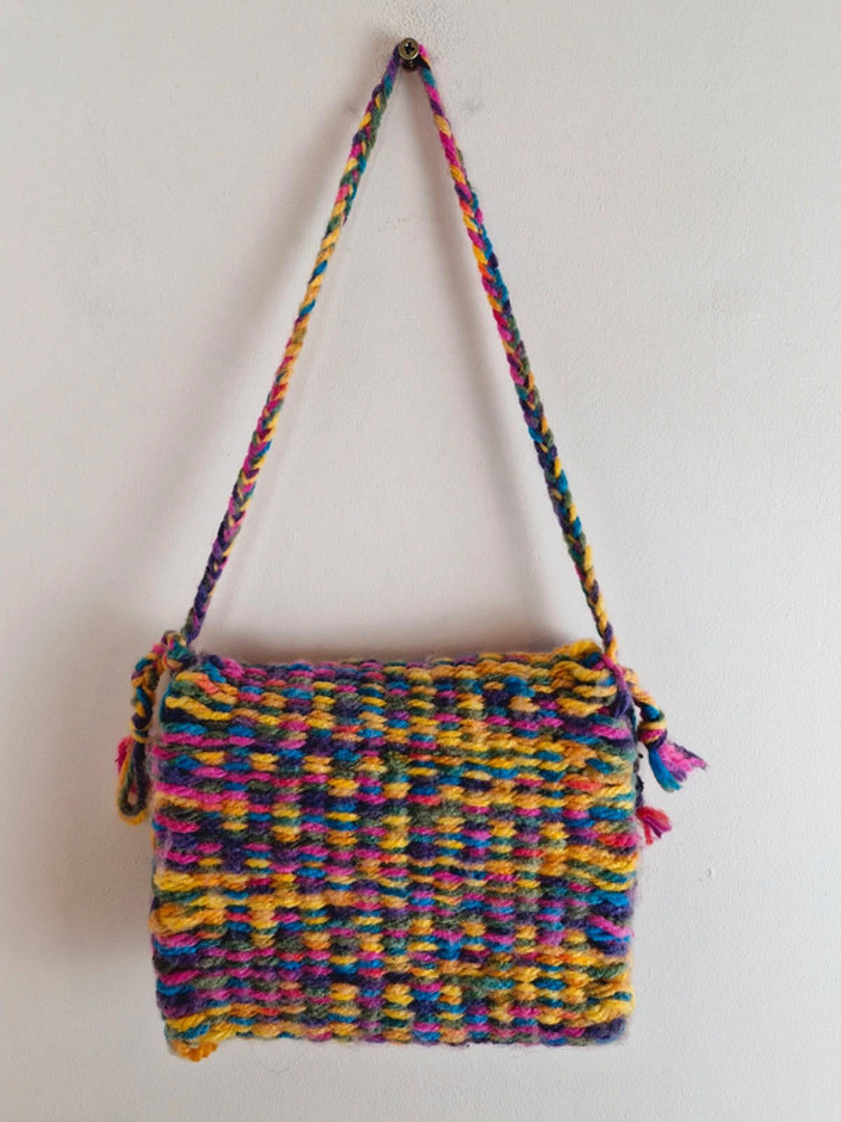 Handknitted PomPom Bag