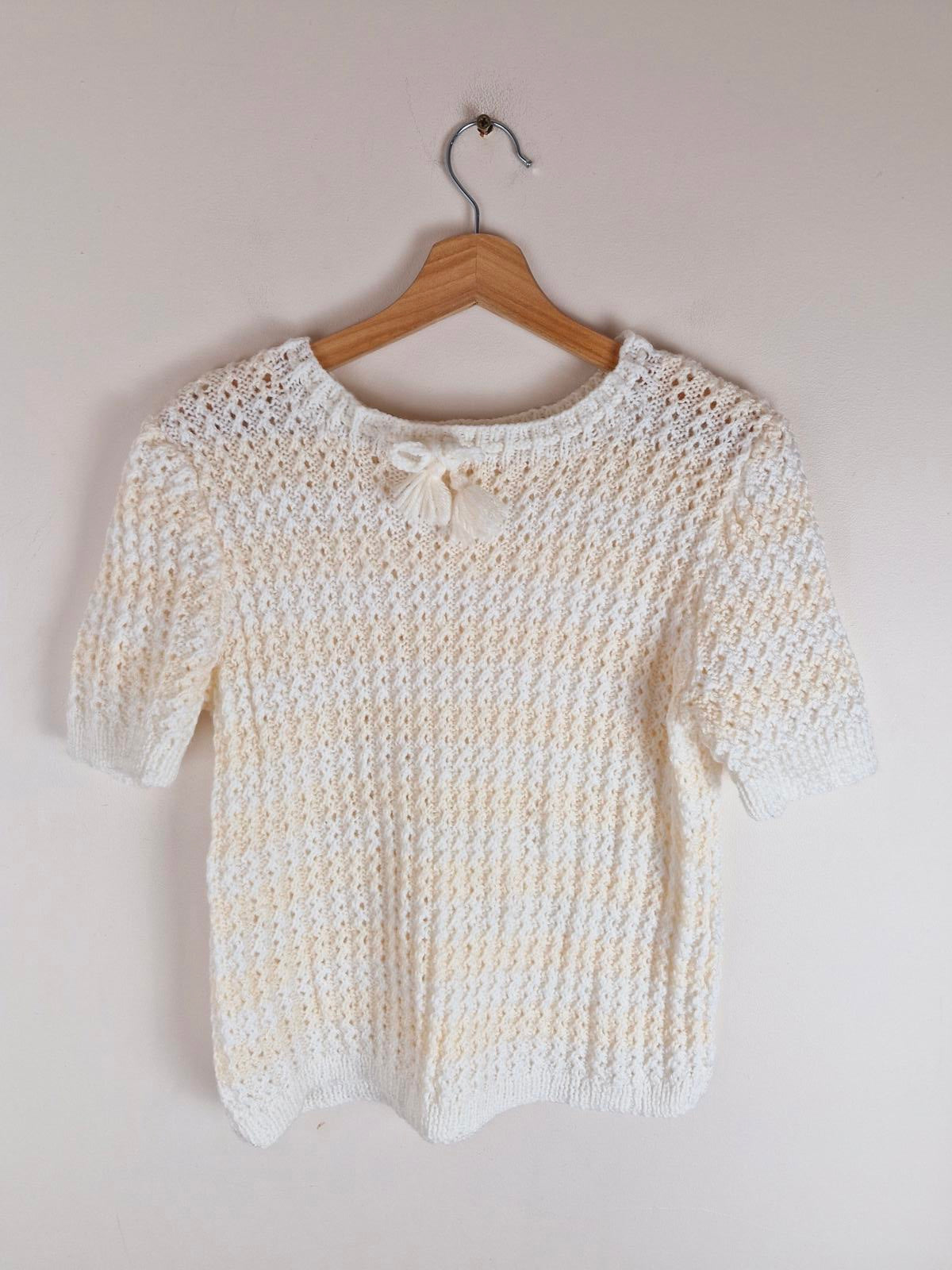 Handknitted Cream Jumper M