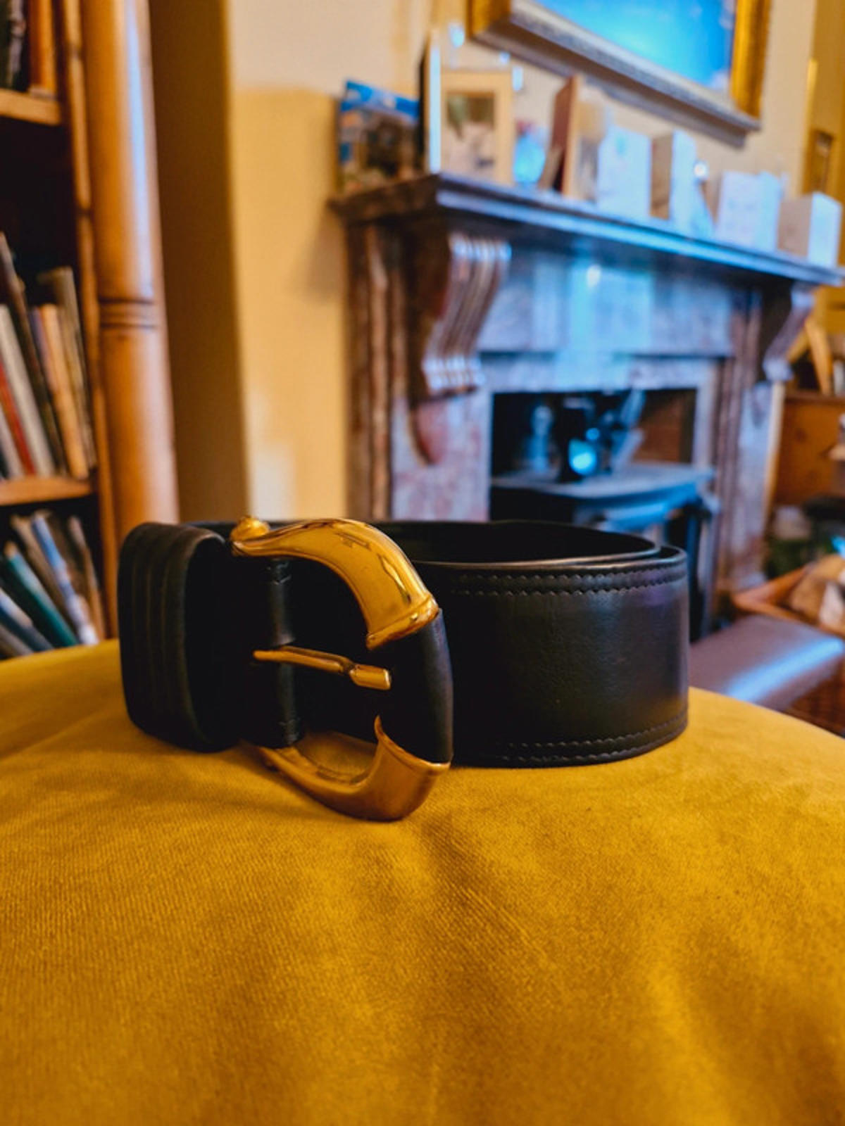 Chunky Leather Gold Buckle Belt