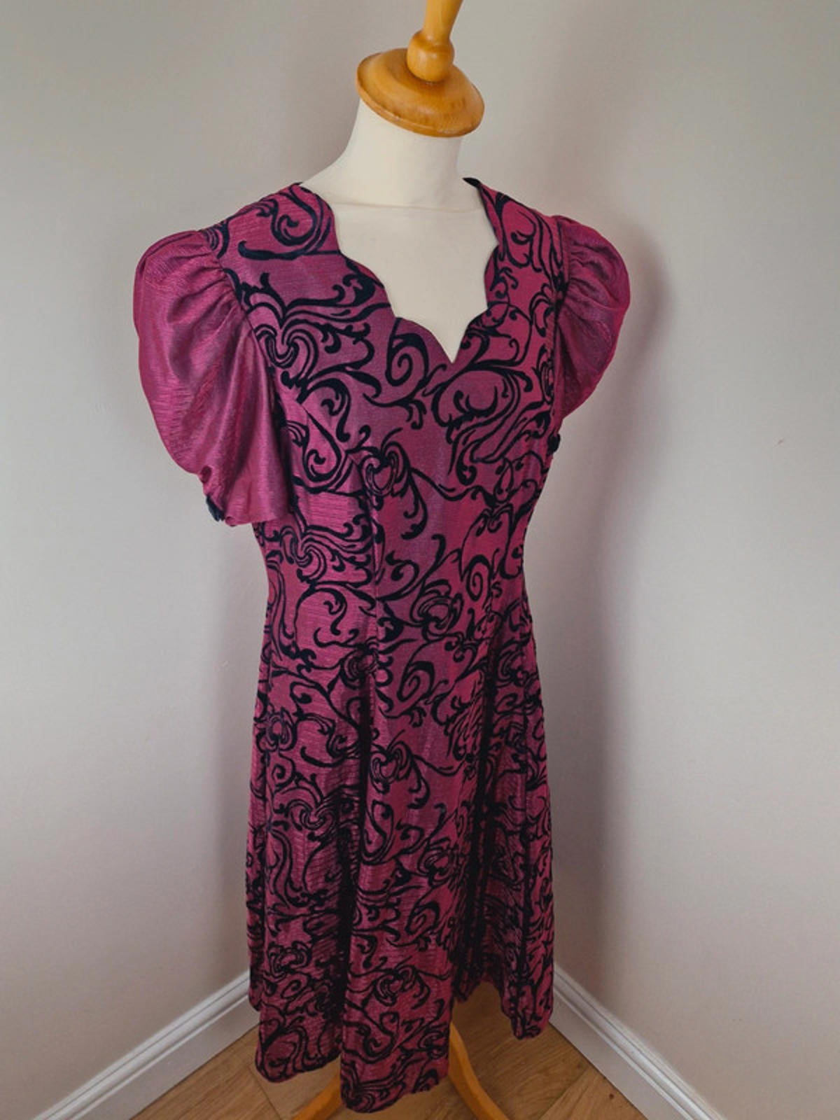1980s Pink Metallic Dress M L