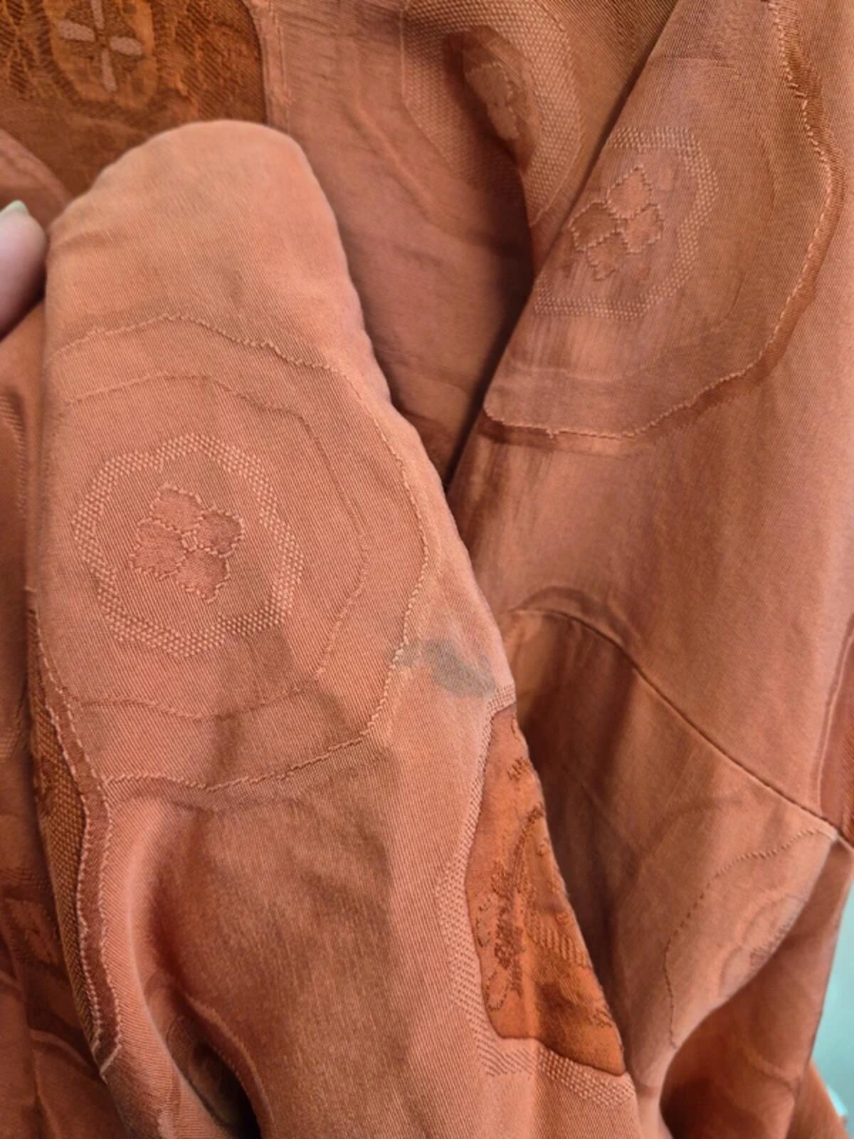 Vintage Silk Short Kimono Japanese Jacket Top Orange Wide Sleeve UK12 M