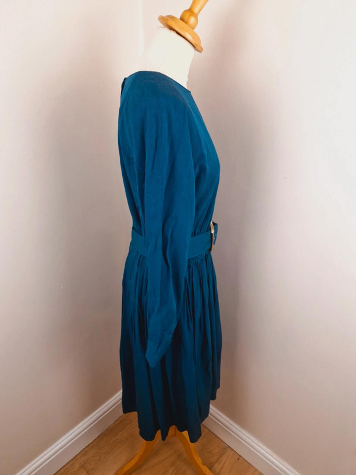 Midi Teal Long Sleeve Dress M L