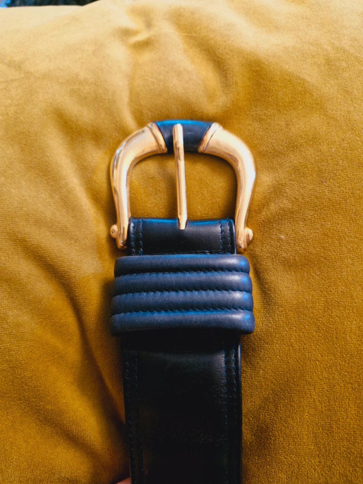 Chunky Leather Gold Buckle Belt