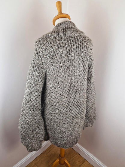 Womens Vintage Handknitted Knitted Long Cardigan Jumper Sweater XL XXL