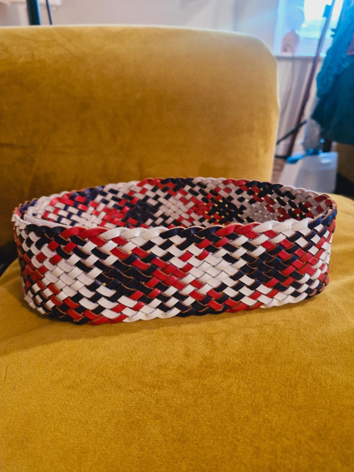 White Leather Plaited Belt