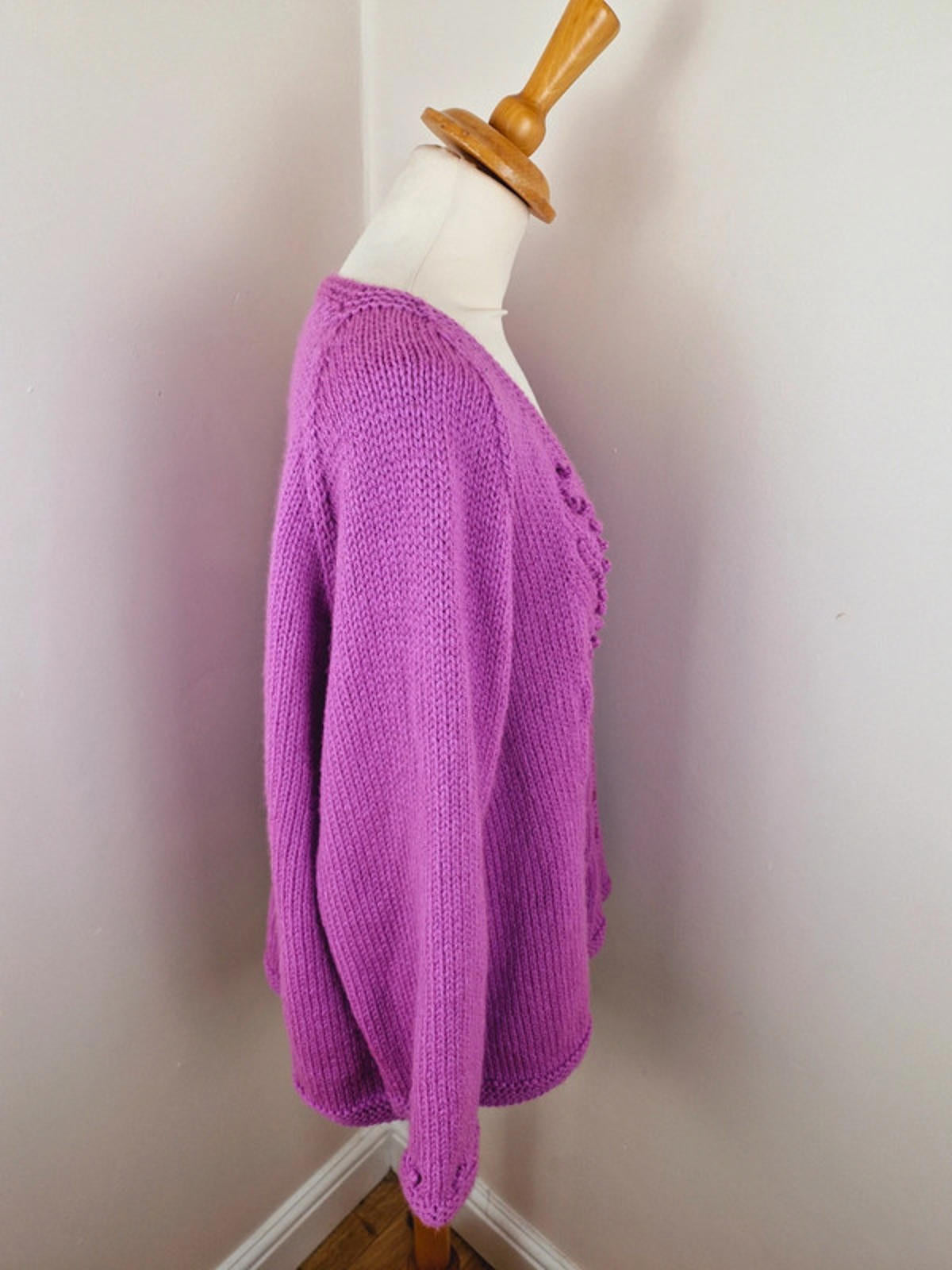 Handknitted Purple Cardigan XXL