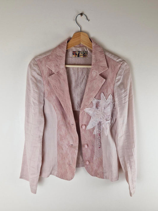 Pink Linen Blend Blazer S