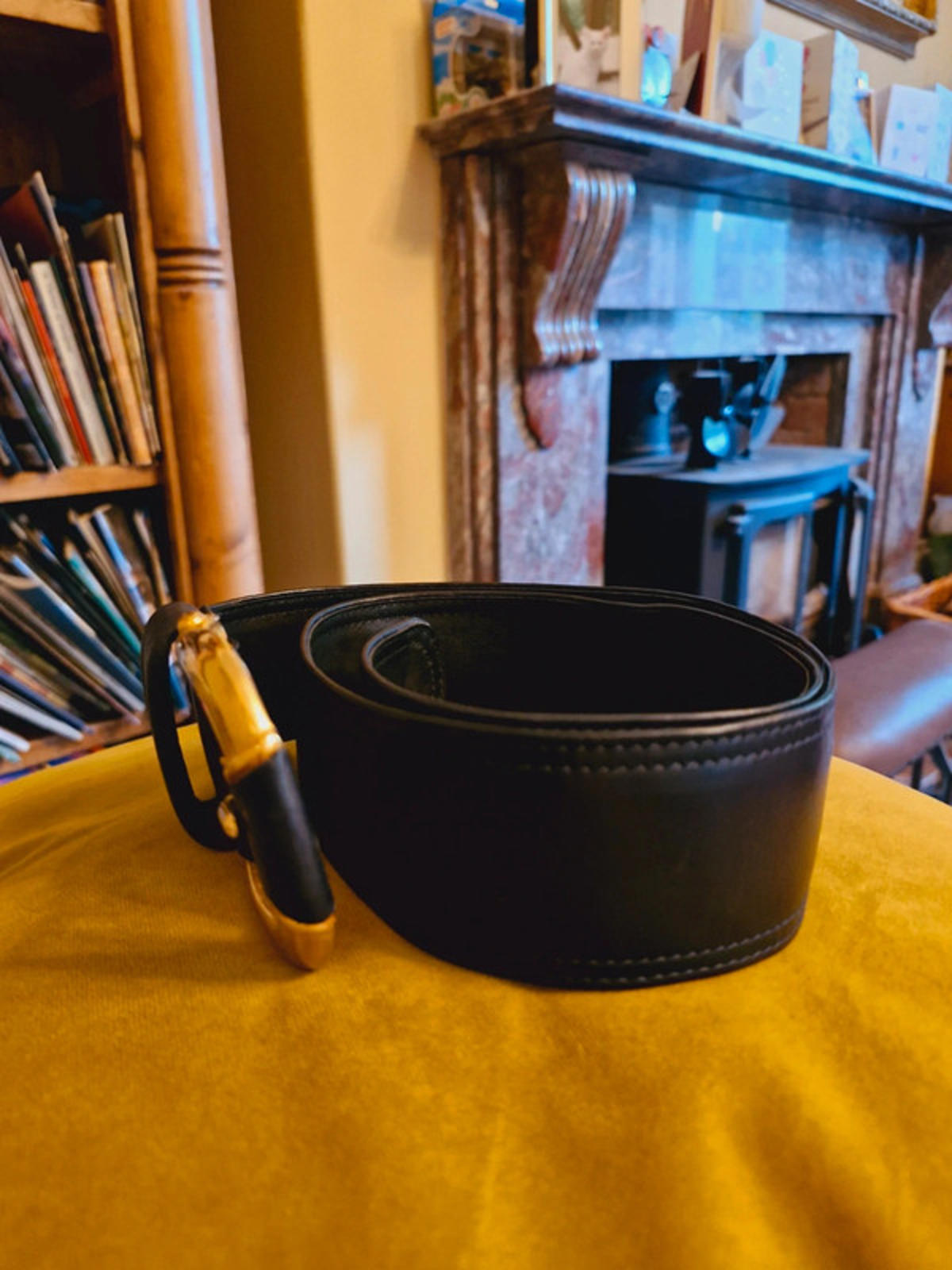 Chunky Leather Gold Buckle Belt