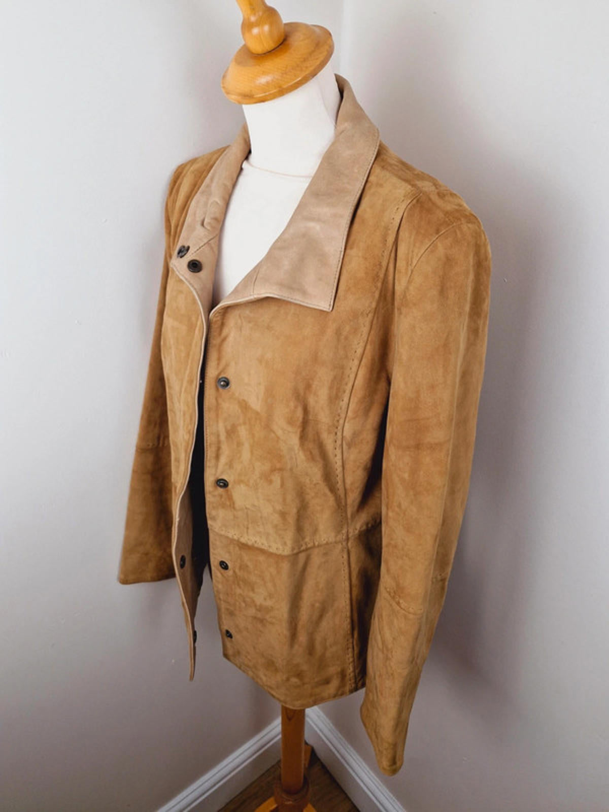 Tan Leather Suede Jacket M L
