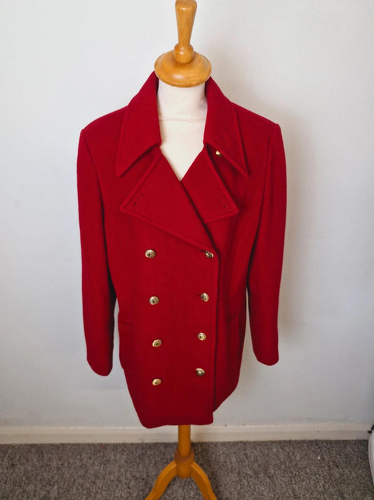 Womens Vintage Windsmoor Red Wool Cashmere Blend Coat Jacket UK14