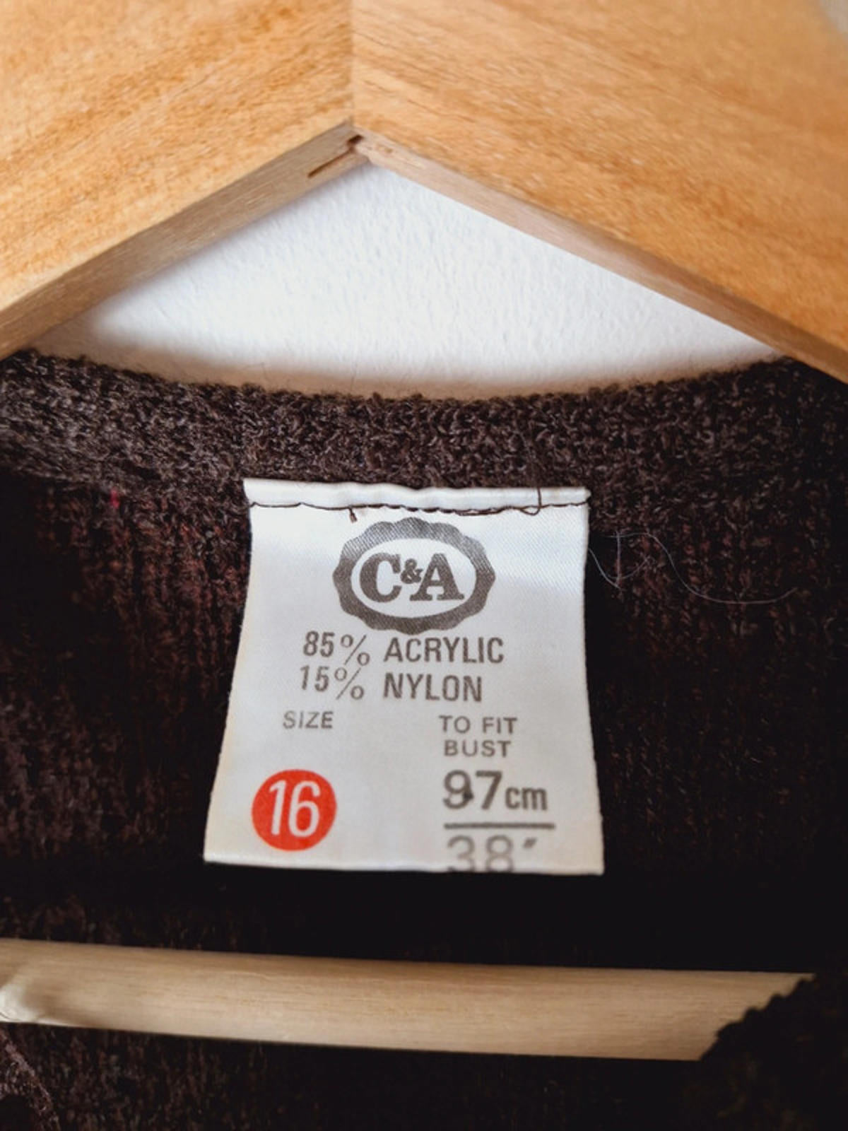 Womens Vintage 1970s 70s Brown Knitted Jumper Top Sweater M UK12