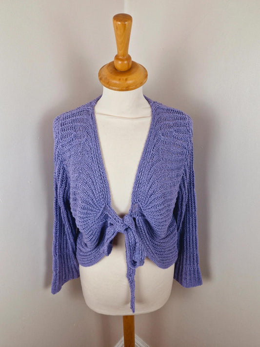 y2k Purple Tye Front Cardigan L