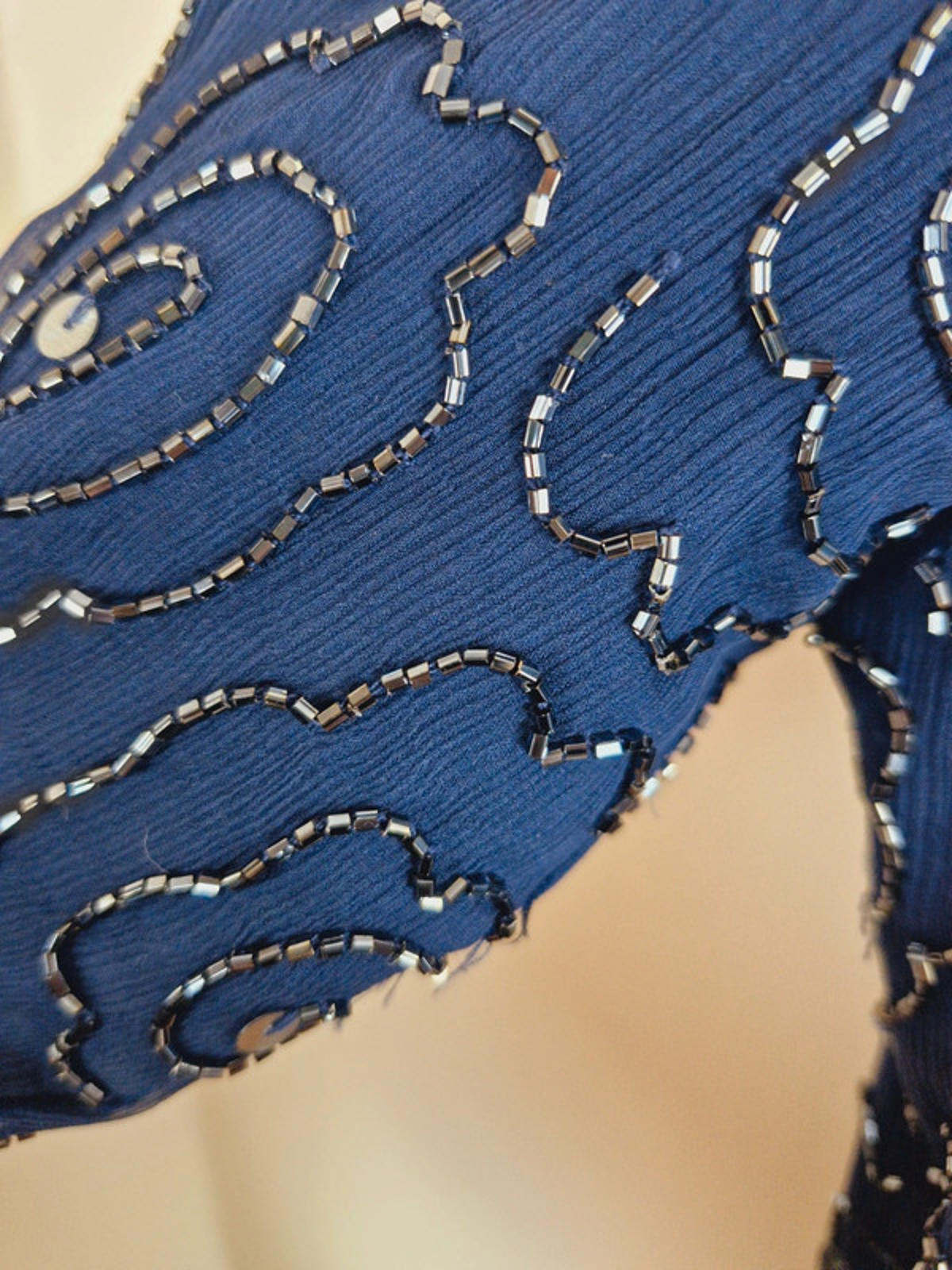 1980s Silk Beaded Top S UK10