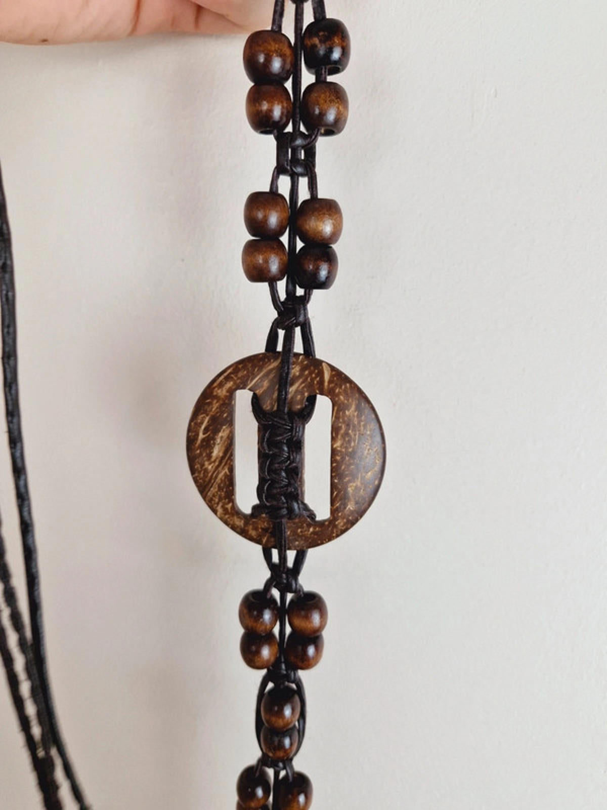 Womens Vintage y2k wooden Boho Brown Hip Belt