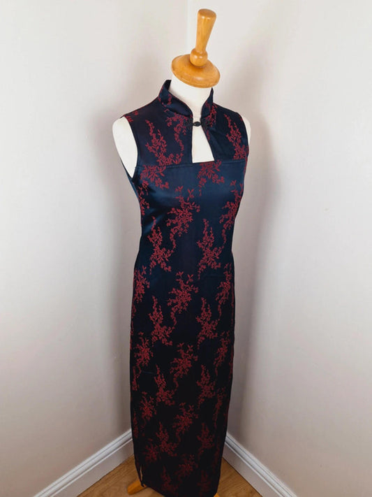 90s Long Chinese Style Slip Dress S UK10