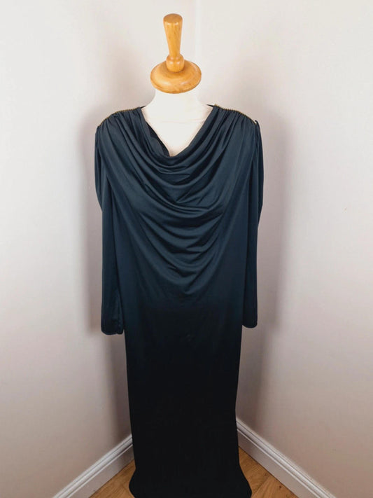 Womens Vintage Oscar de la Renta Designer Long Maxi Black Dress M