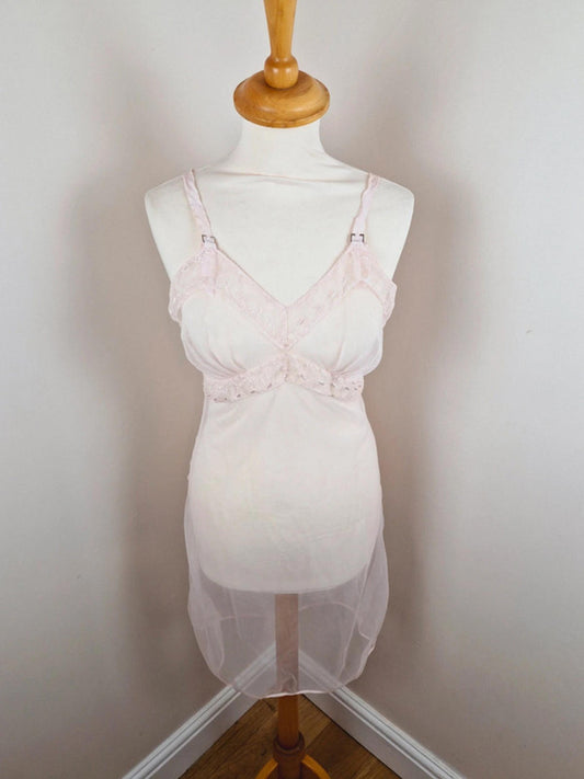 1960s Pink Sheer Slip Dress S