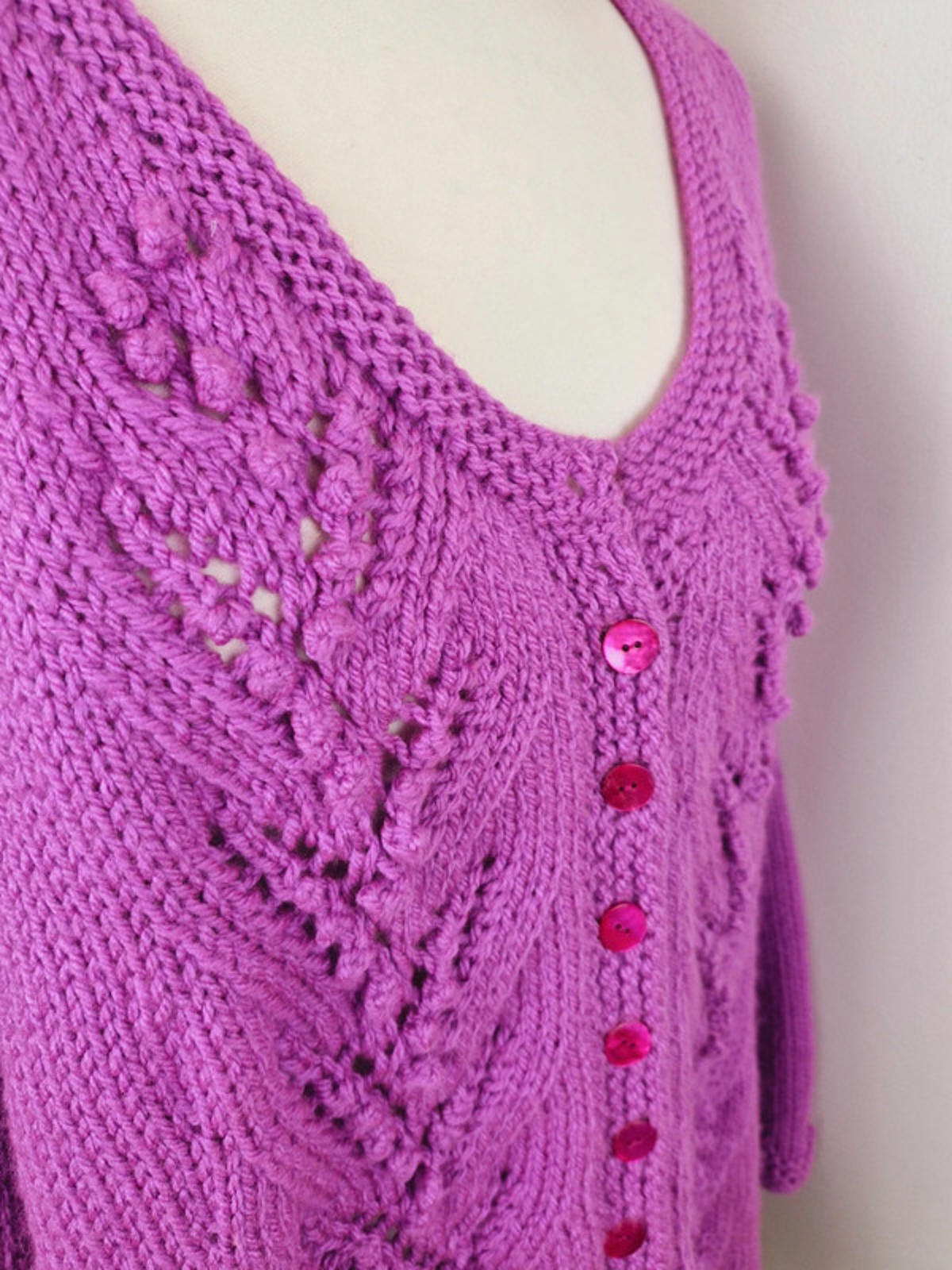 Handknitted Purple Cardigan XXL