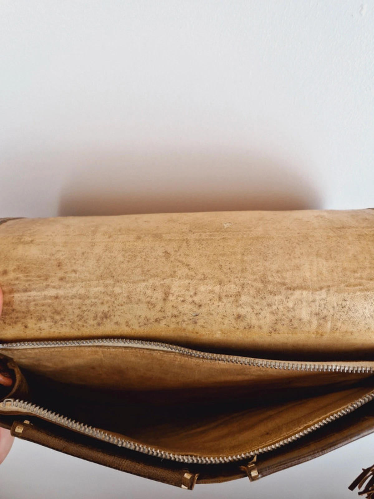 Womens Vintage 1950s 50s Leather Tooled Handbag Bag Unusual
