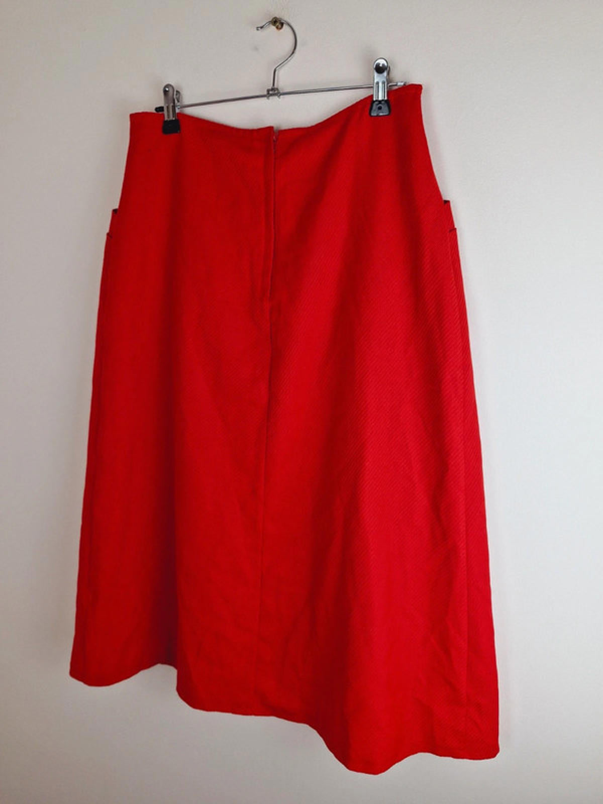 Womens Vintage Midi Red Retro Aline Skirt UK10