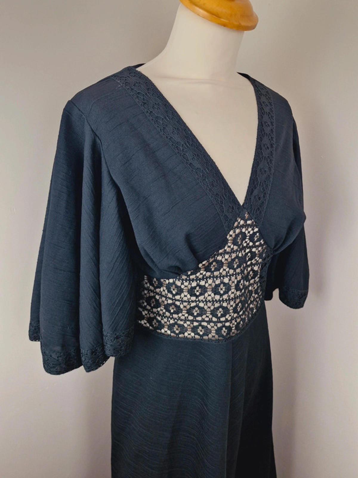 1970s Maxi Wide Sleeve Dress S