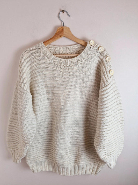 Handknitted Chunky Cream Jumper L