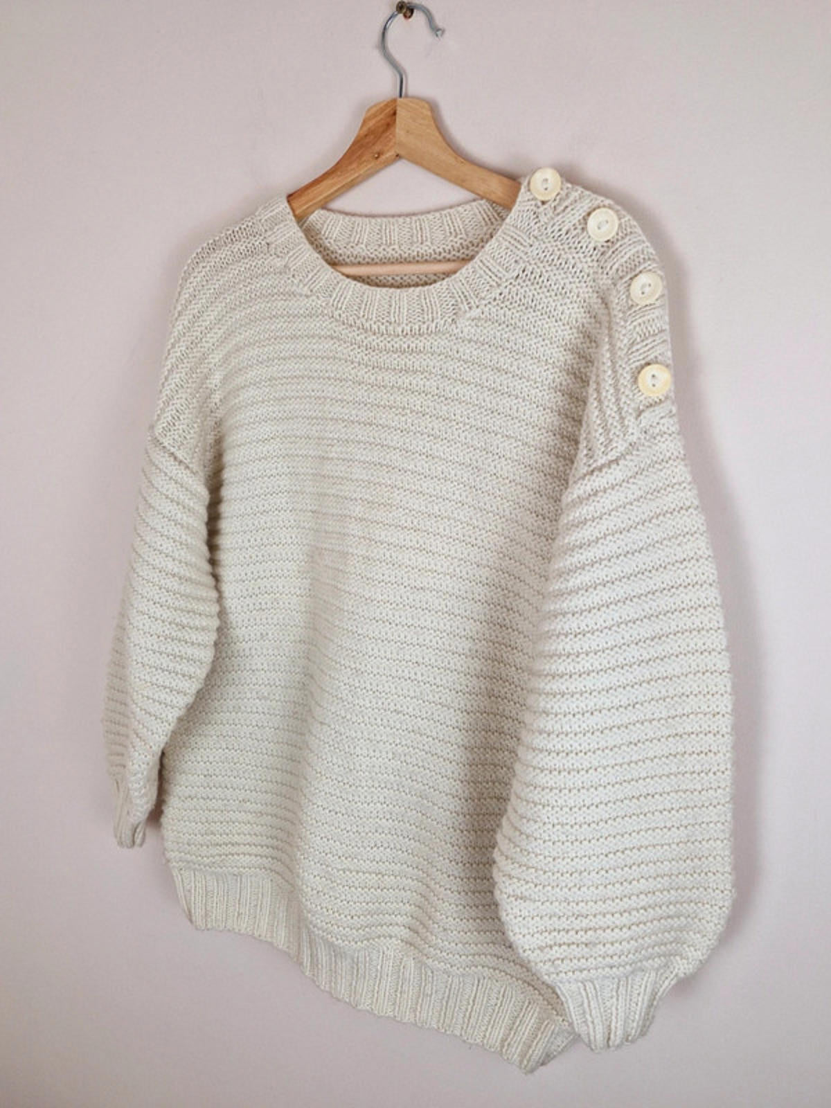 Handknitted Chunky Cream Jumper L