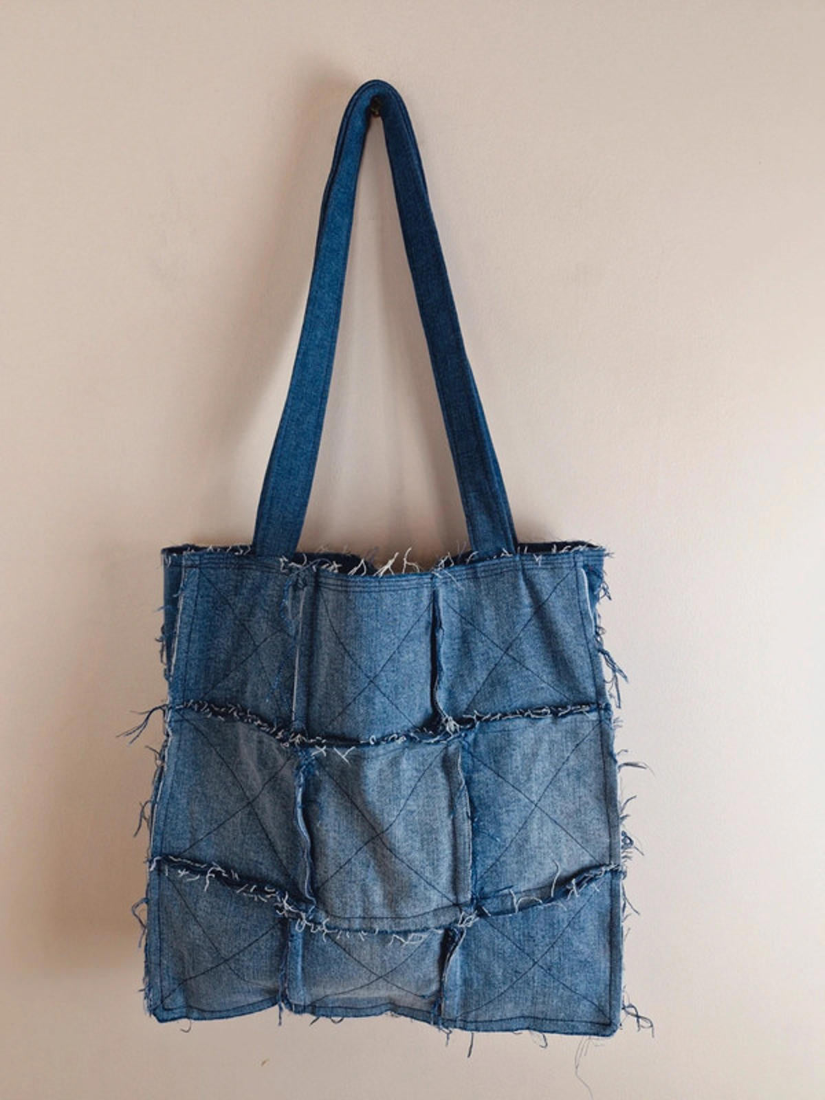 Denim Patchwork Shoulder Bag