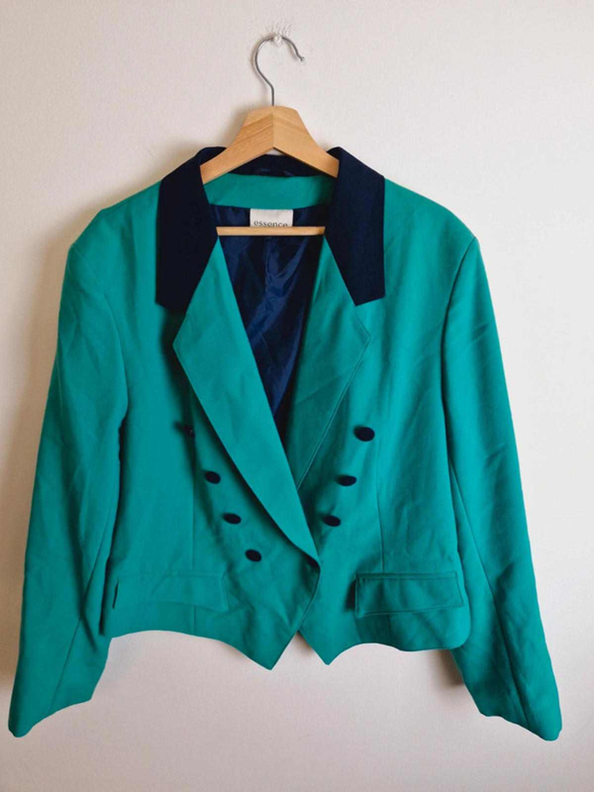 Womens Vintage Cropped Blazer Jacket Green Top XL UK18