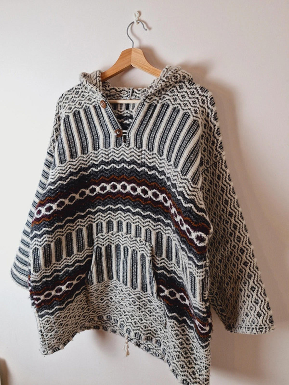 Womens Vintage Ecuador Handmade Hoody Jumper Jacket Boho L UK16