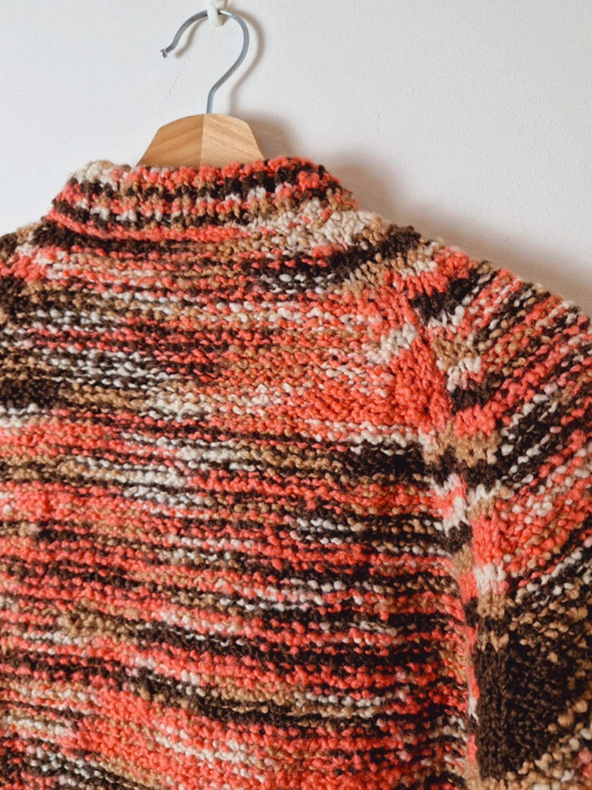 Womens Vintage Handknitted Knitted Zip Up Cardigan Jacket Jumper UK14