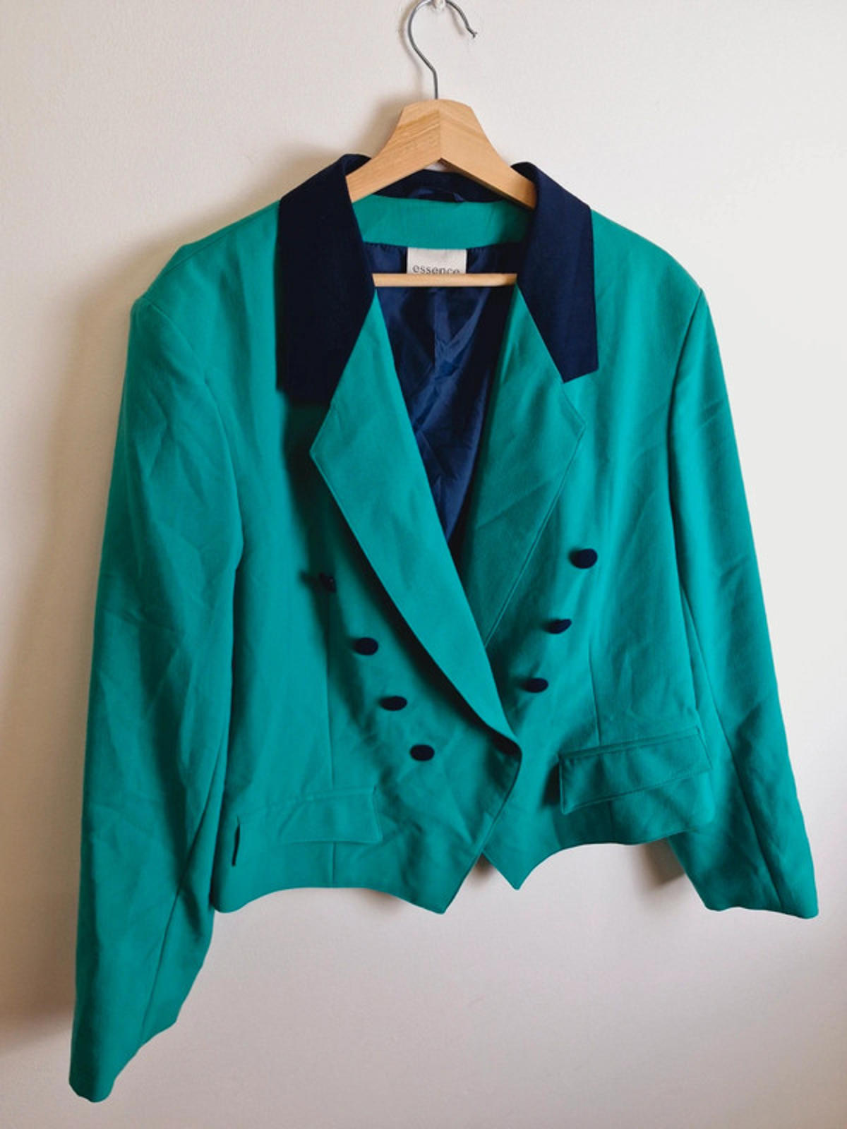 Womens Vintage Cropped Blazer Jacket Green Top XL UK18