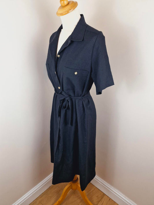 Womens Vintage Orvis Black Shirt Dress Shirtdress Midi S UK10