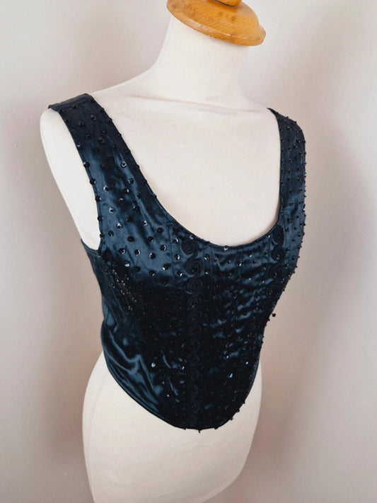 Black Corset Crop Top S M