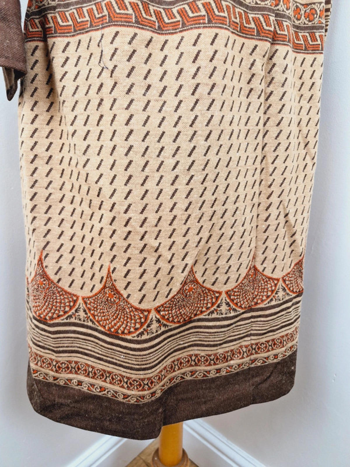 Womens Vintage 1970s 70s Collar Long Sleeve Shirt Dress S