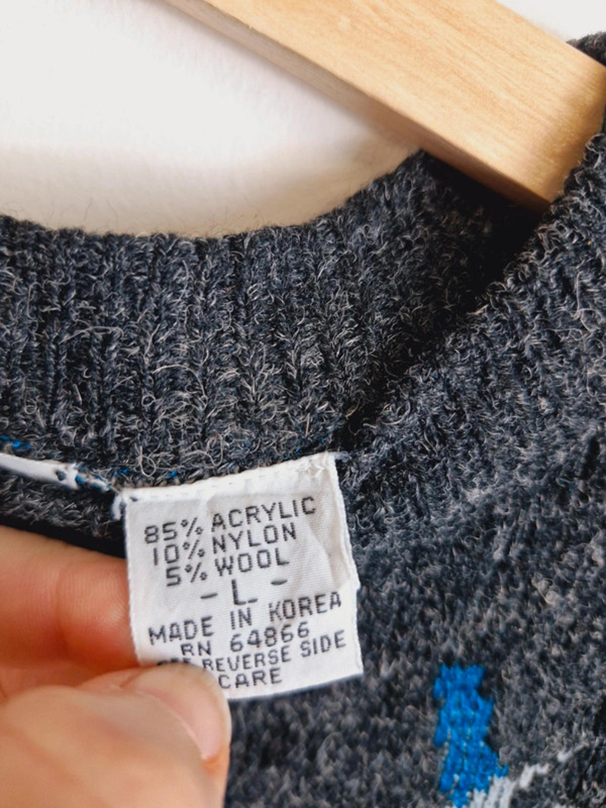 Womens Vintage Retro Grey Funky Jumper Sweater Top M UK12