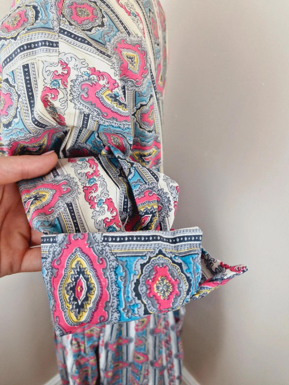 Womens Vintage 1950s 50s Shirtdress Dress Aline Long Sleeve XS