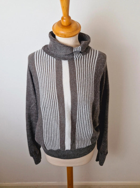 Womens Vintage 80s Jumper Sweater Top Roll Neck L