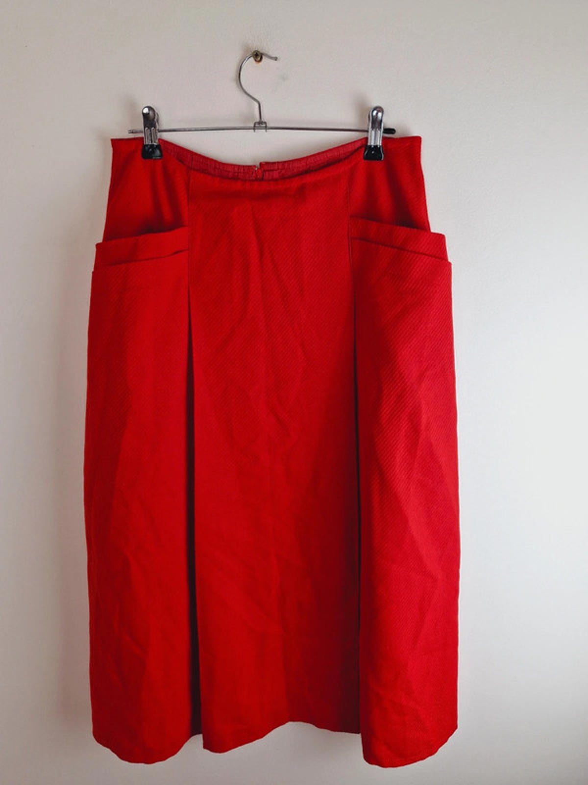 Womens Vintage Midi Red Retro Aline Skirt UK10