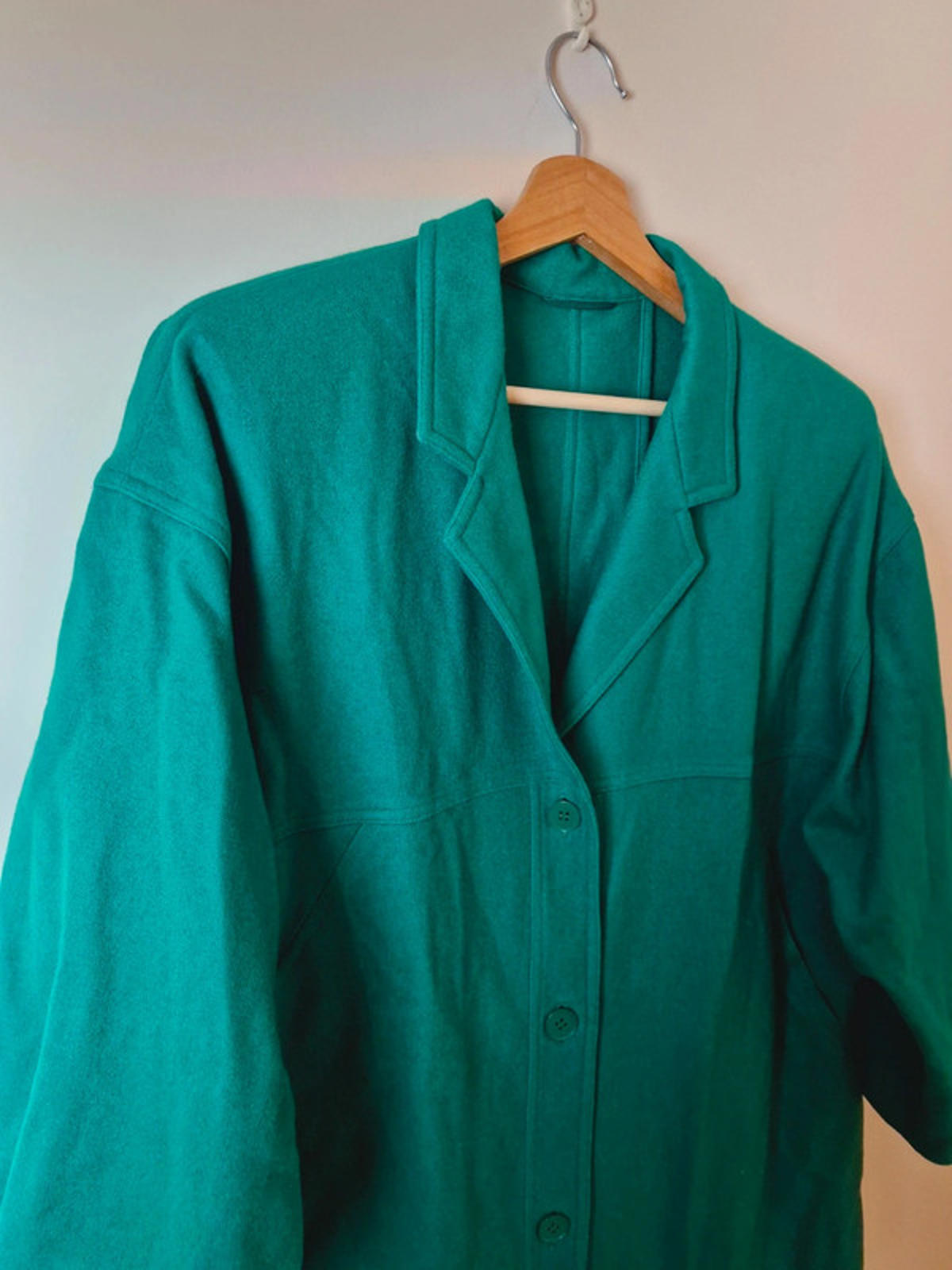 Womens Vintage Italian Green Wool Blend Jacket Coat Blazer UK20