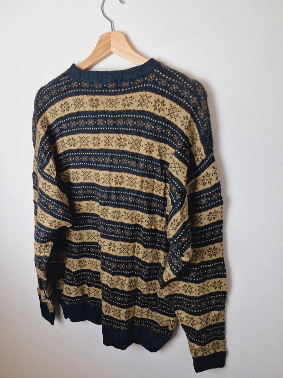 Mens Vintage Farah Knitted Jumper Sweater Round Neck L