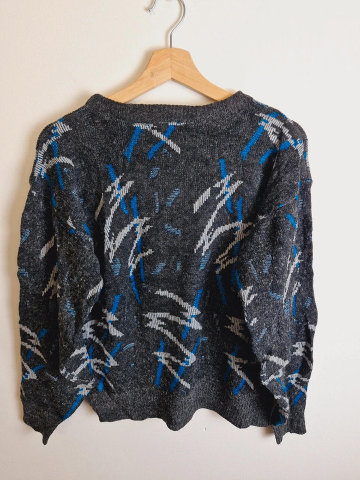 Womens Vintage Retro Grey Funky Jumper Sweater Top M UK12