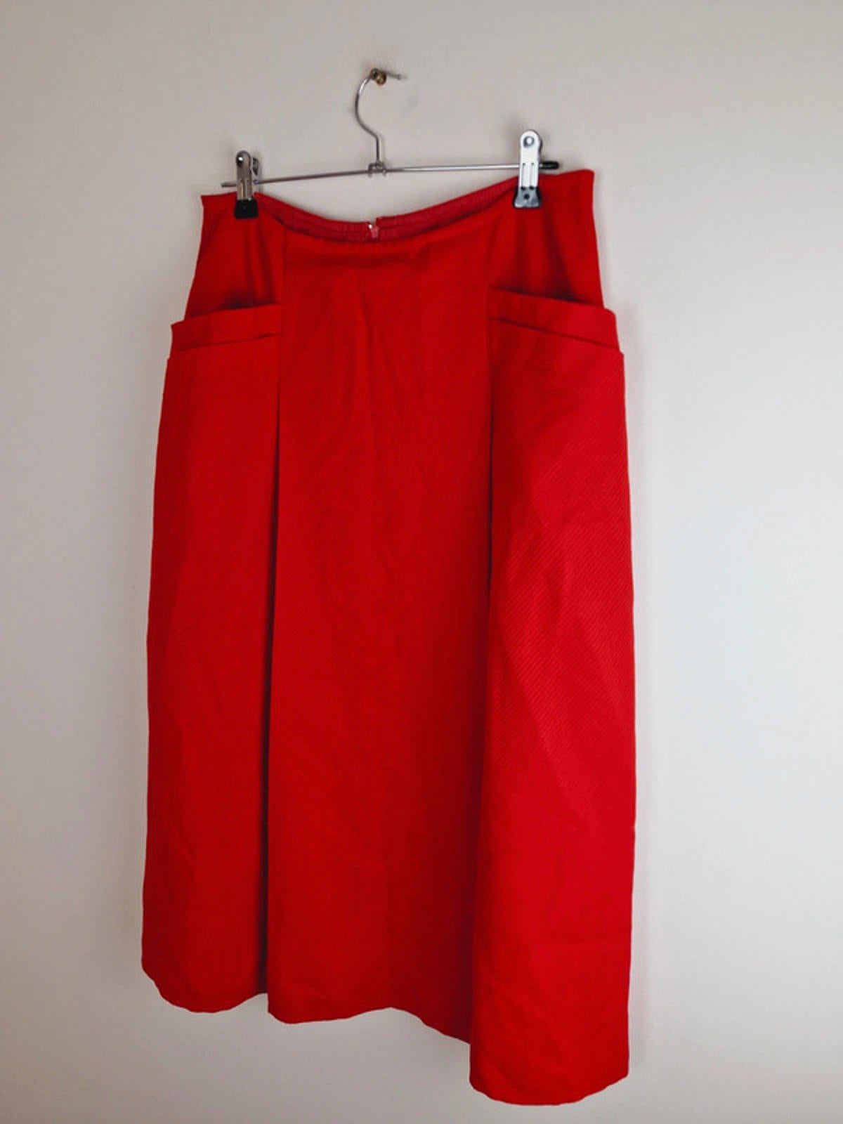 Womens Vintage Midi Red Retro Aline Skirt UK10